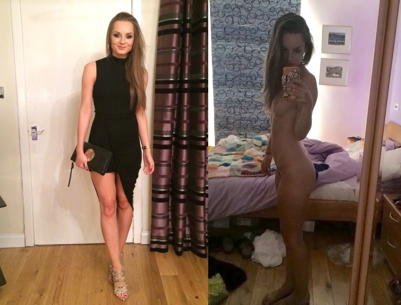 Молодухи в трусиках и голышом красуются перед зеркалом сиськами 9 фото